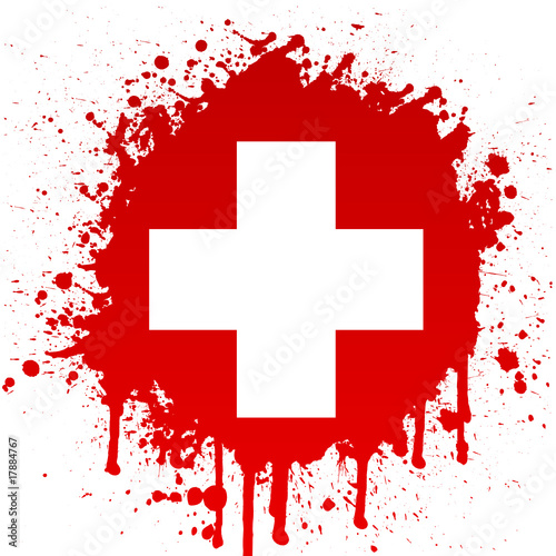 white cross in red spatter