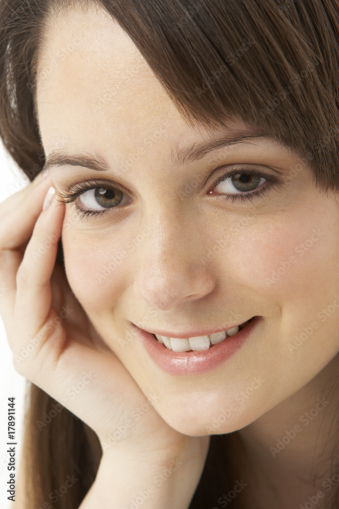 Studio Portrait Of Teenage Girl On White Background Studio Portrait Of Teenage Girl On White Background