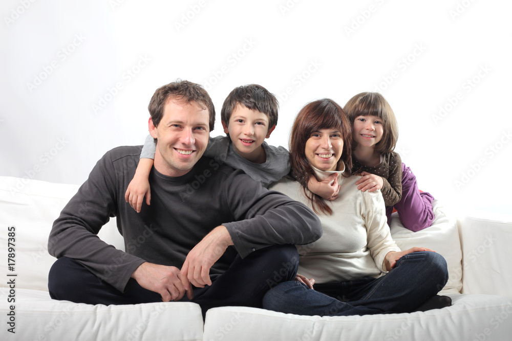 family on sofa