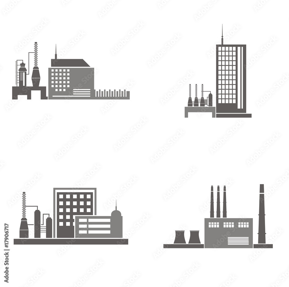 Vector Industrial Buildings Illustrations