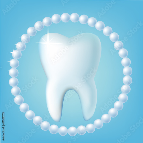 Tooth on a  blue background
