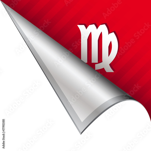 Virgo zodiac astrology sign on peeling corner tab