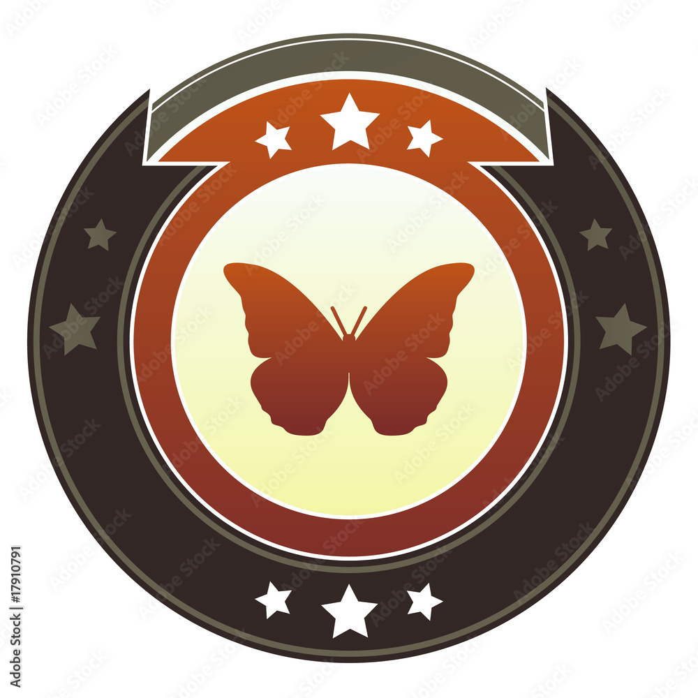 Butterfly or nature icon on autumn button