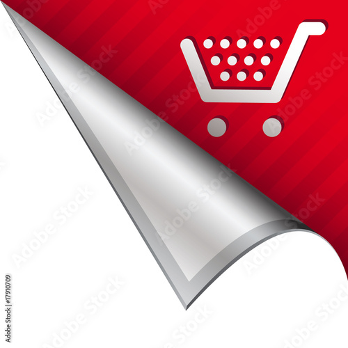 Shopping cart icon on peeling corner tab