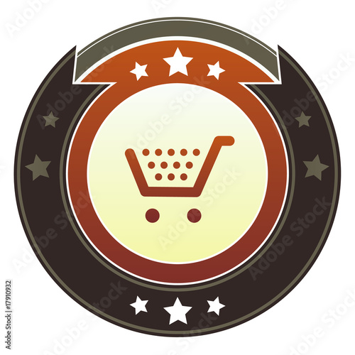 Shopping cart or checkout icon on imperial vector button