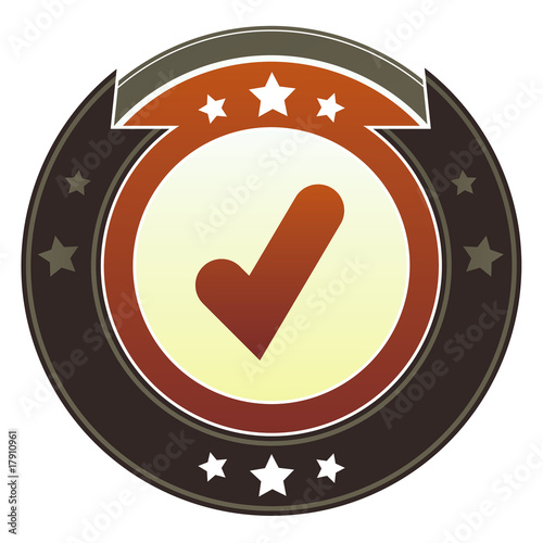 Check mark, approve, or add icon on imperial vector button