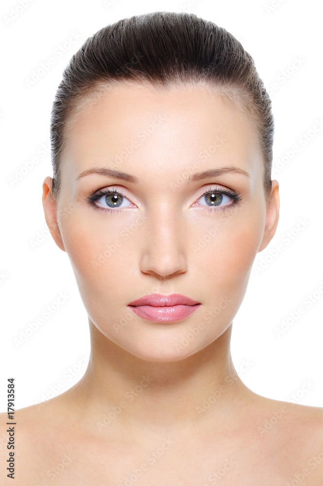front view portrait of a beauty young female face front view portrait of a beauty young female face