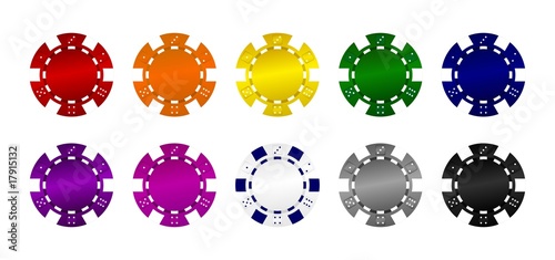 10 Bunte Pokerchips Vektor