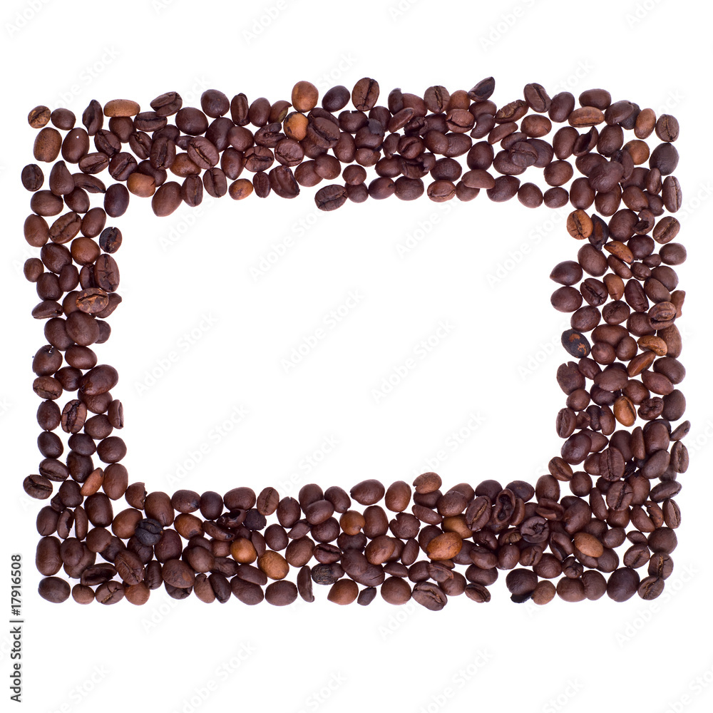 Frame made of coffee beans isolated on white Frame made of coffee beans isolated on white