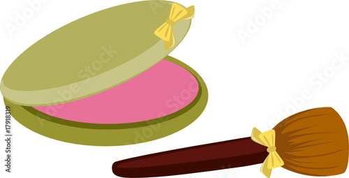 cosmetic powder compact with brush