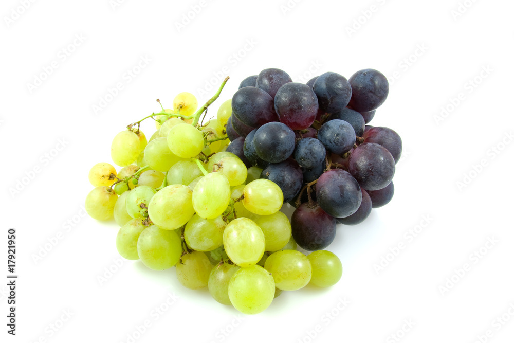 cluster of grapes over white background