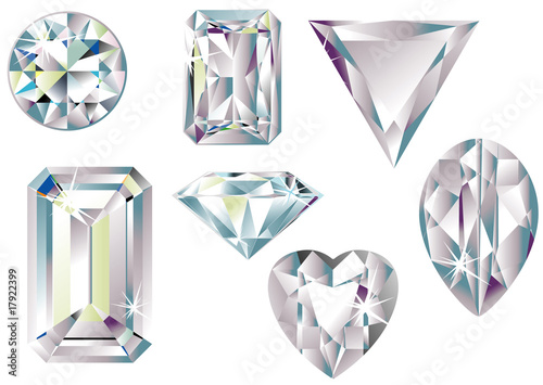 Vector illustration of different cut diamonds