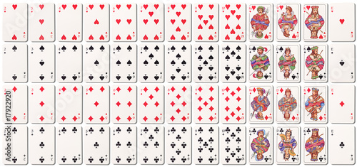 Full deck of cards with shadows