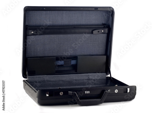 Opened black briefcase for documents