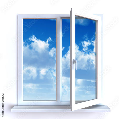 Open window and the cloudy sky