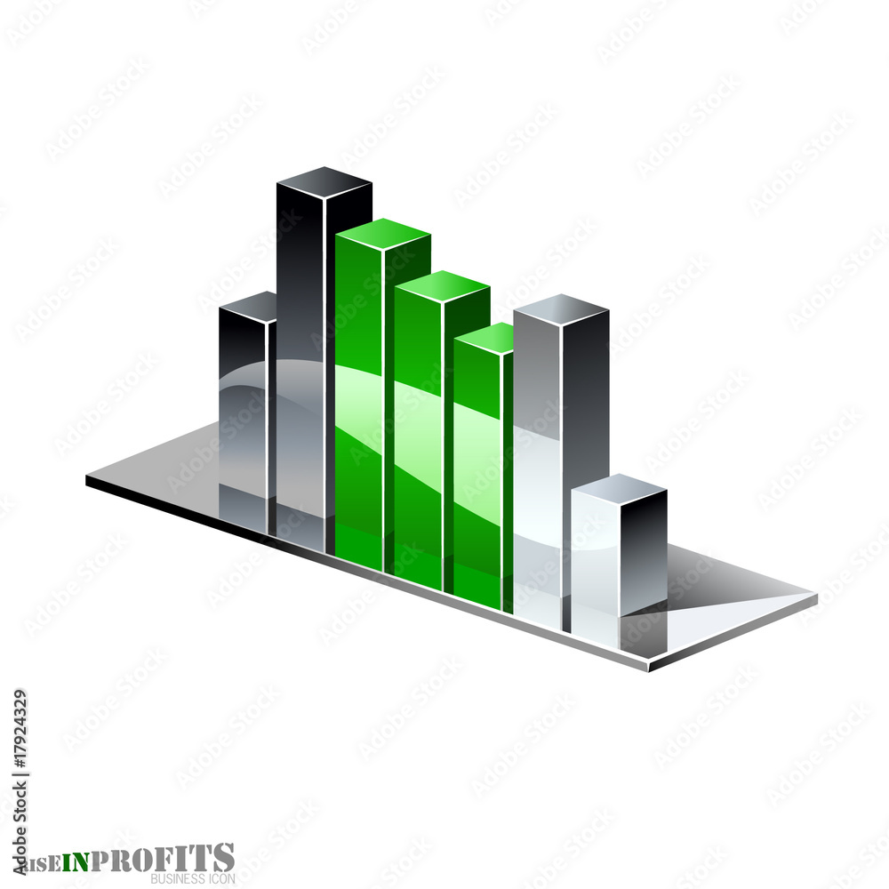 3D graph showing rise in profits or earnings 3D graph showing rise in profits or earnings