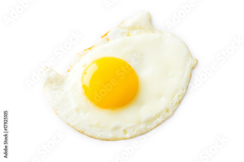 Fried egg isolated on the white background