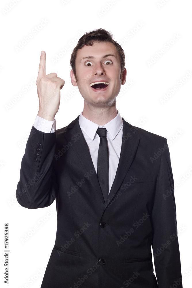 businessman in a black suit has an idea businessman in a black suit has an idea