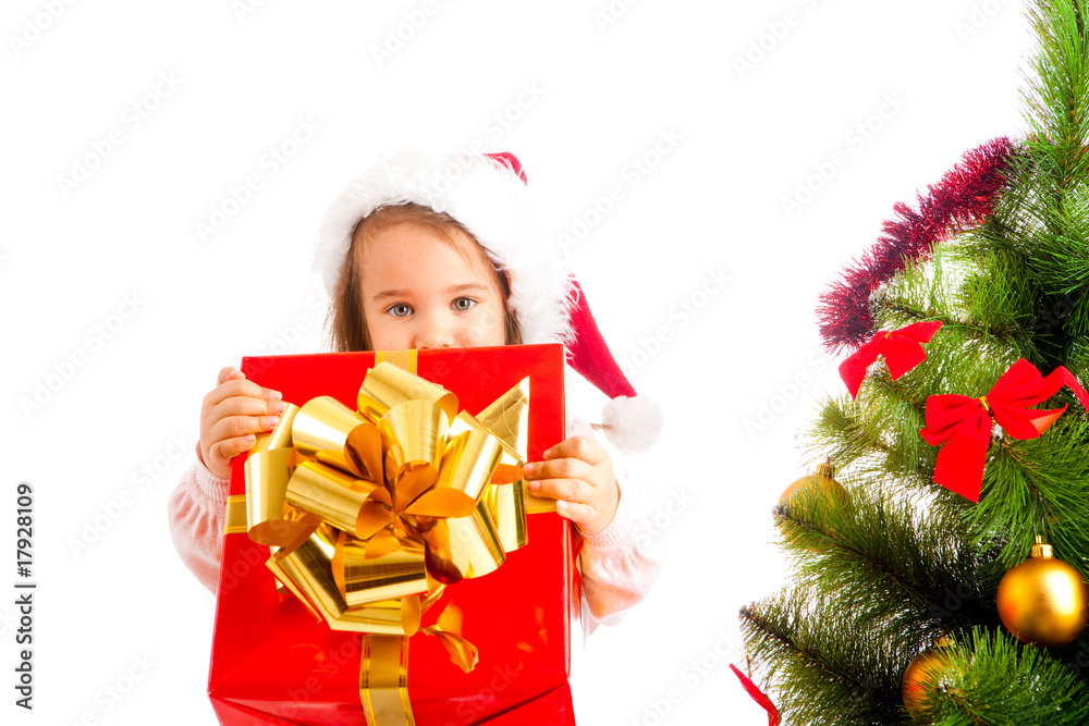 Girl with present box