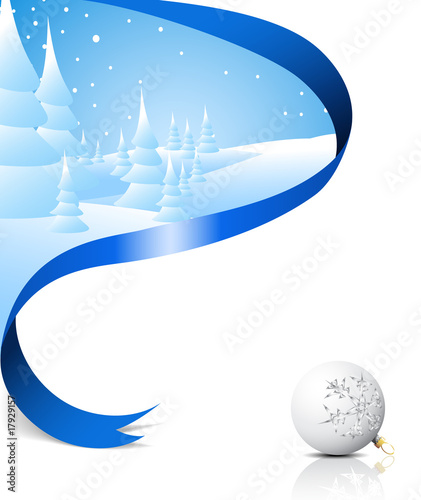 Christmas card with snowy landscape