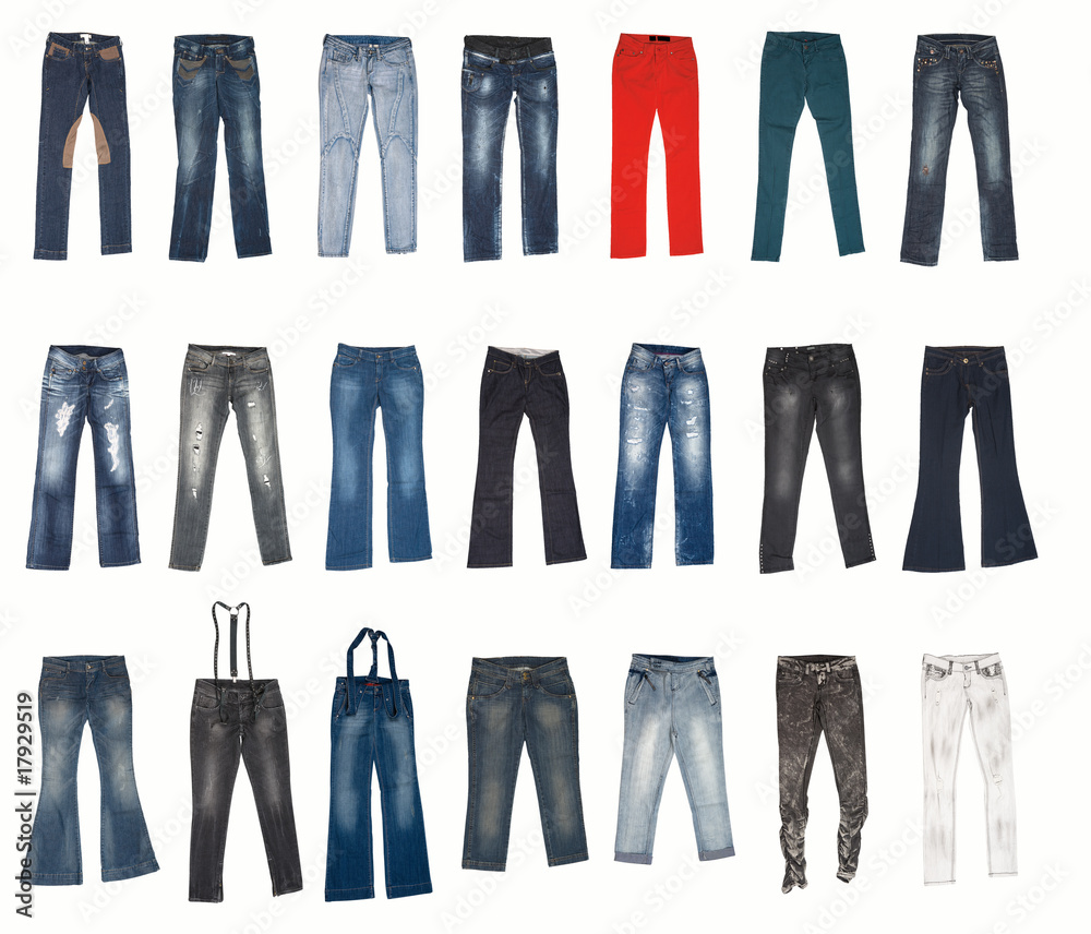various types of jeans pants Photos | Adobe Stock