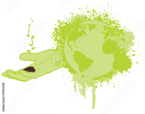 Hand holding small tree, save the green planet