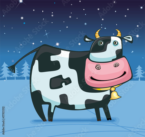 Cute winter cow