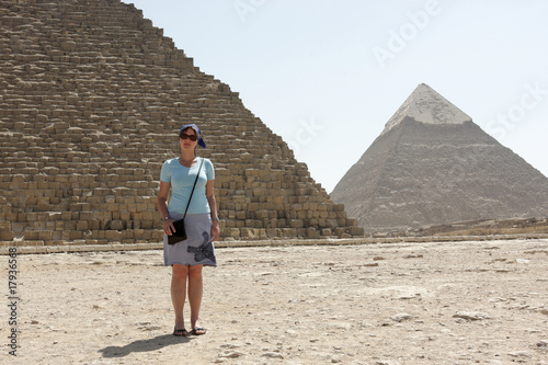 Woman on Egyptian pyramids