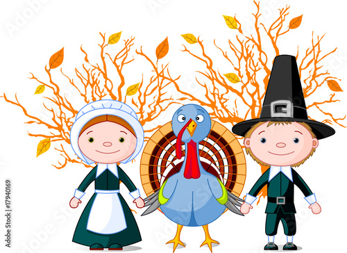 Pilgrims and turkey