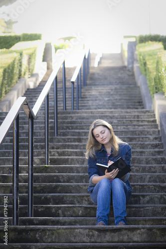 Teen Girl on Stairway