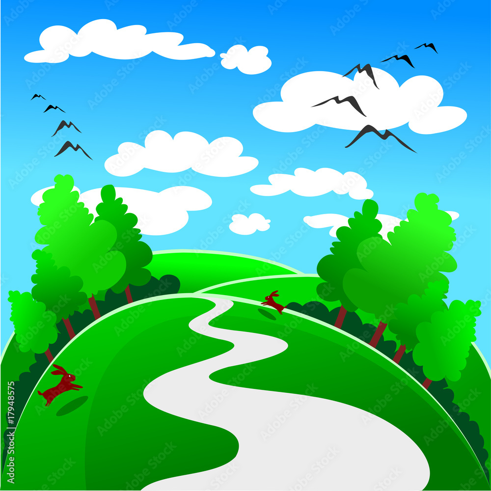 Fototapeta premium Paesaggio con lepri