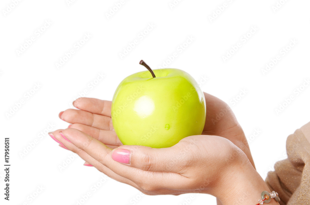 green apple in hands green apple in hands