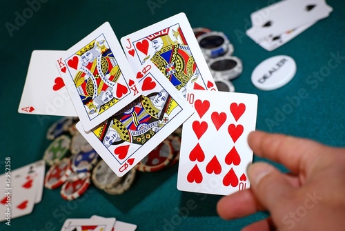 Billede på lærred quinte flush royale à coeur - poker