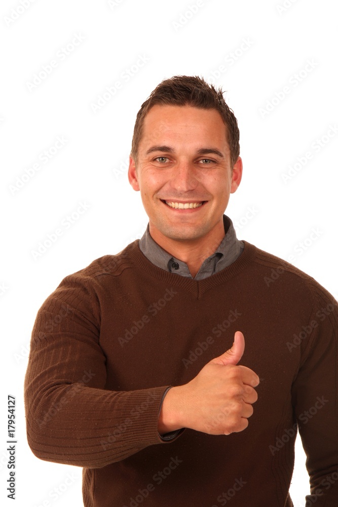 Thumbs Up Positive Young Man Thumbs Up Positive Young Man