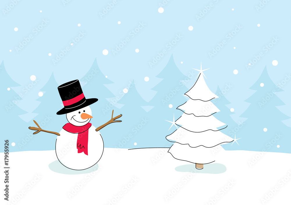 snowman with christmas tree snowman with christmas tree