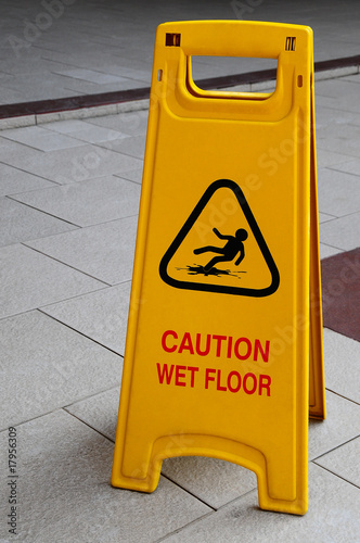 bright yellow caution sign