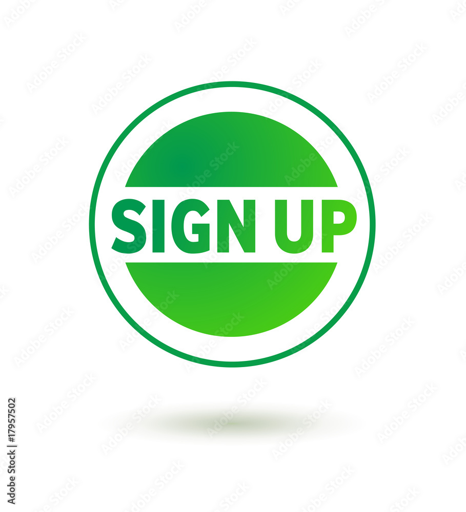 sign up to web site button