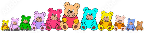 reihe farbenfroher teddybären