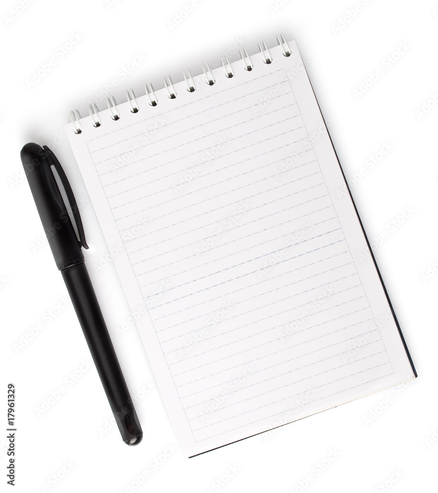 opened blank notebook with pen isolated on white opened blank notebook with pen isolated on white