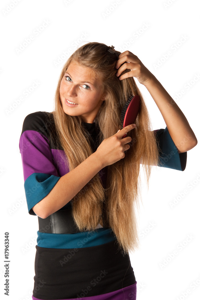 The girl with a hairbrush The girl with a hairbrush