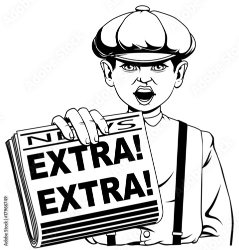 Photos Newspaper seller anouncing Extra! Extra!