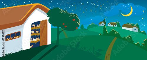 Hen house at night