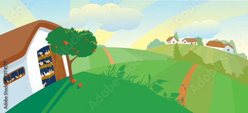 Hen house in the afternoon
