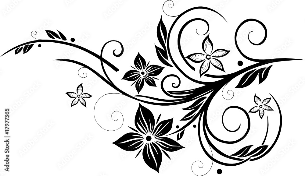 floral design element, flowers, Blumen, Blüten, Ranke