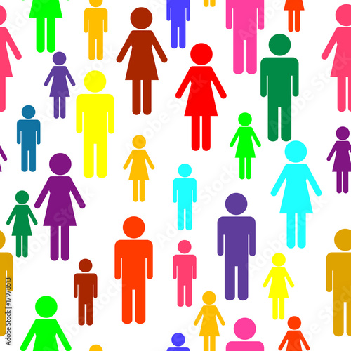 Vector seamless colorful people silhouettes