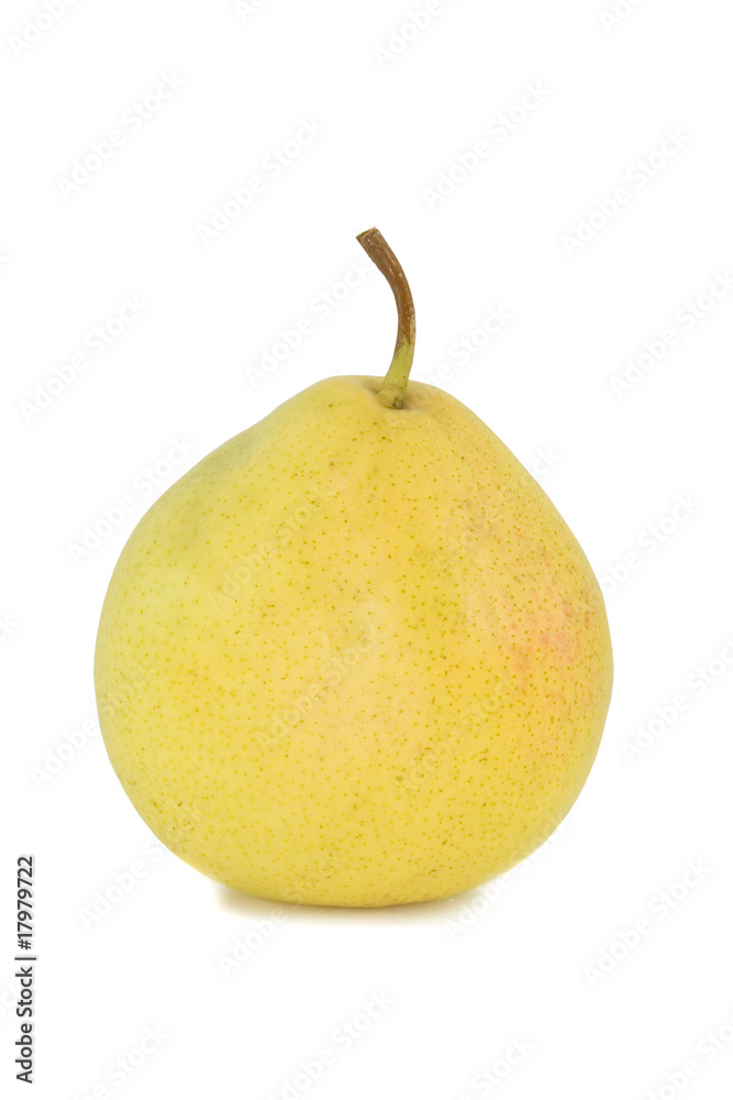 ripe fresh yellow pear isolated on white;