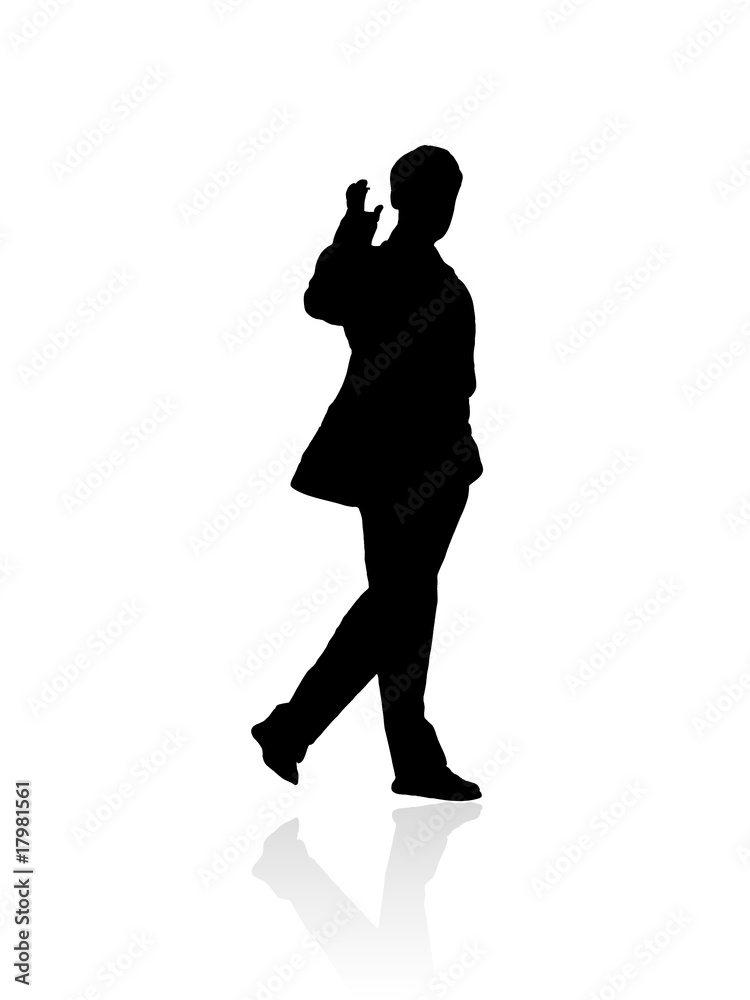 Black keep walking silhouette on white background