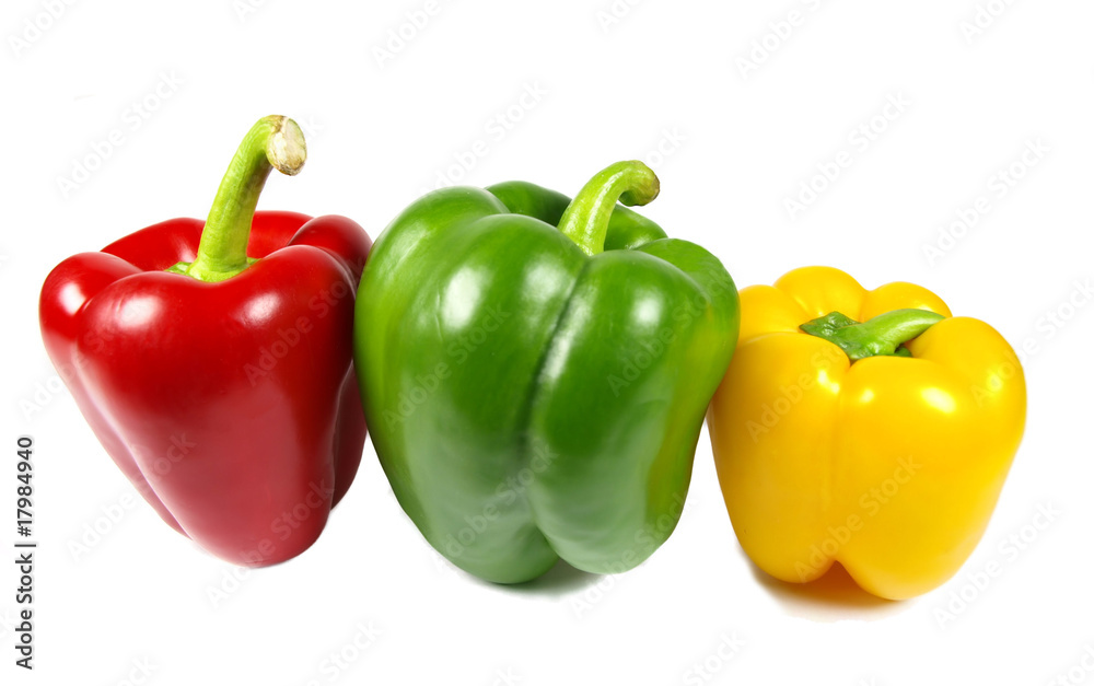 Colored peppers isolated on white Colored peppers isolated on white
