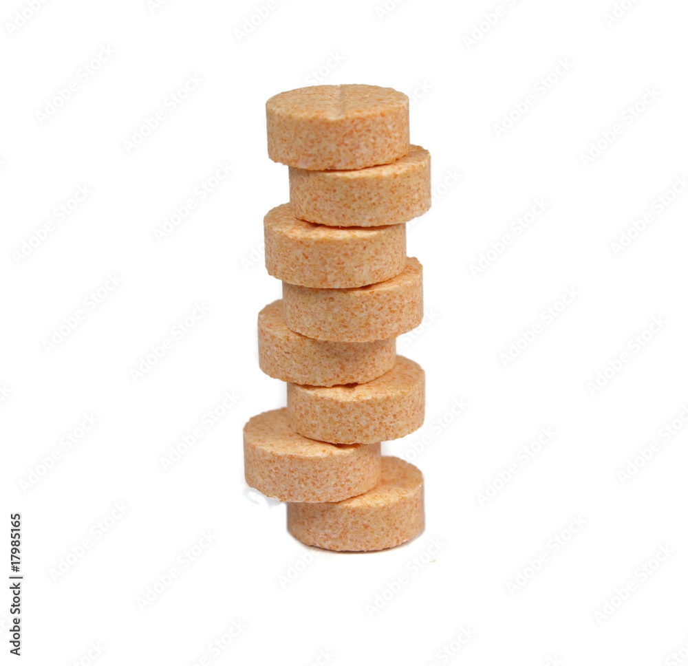 Vitamin C pills isolated on white Vitamin C pills isolated on white