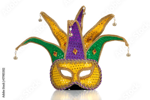 Fotografiet Gold, purple and green mardi gras mask